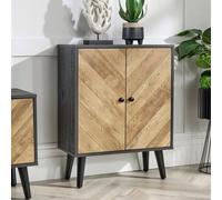 Home Source Dallas 2 Door Black Frame Sideboard - Size: 80 x 60 x 30cm - Brown - Wilko
