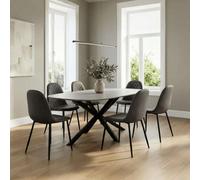 Home Source Sigma 160Cm Modern Grey Dining Table And 6 Grey Anastasia Chairs Set