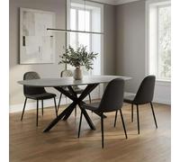 Home Source Sigma 200Cm Modern Grey Dining Table And 4 Grey Anastasia Chairs Set