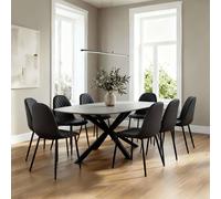 Home Source Sigma Contemporary Dining Set 200cm Table & Padded Chairs in Black | Size: 7 Pack Home Source Black 7 Pack