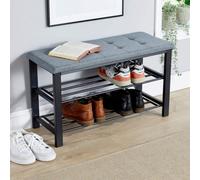 Home Source Metal Shoe Bench with Storage Shelfs For Entryway Hallway Seating Home in Grey Home Source Grey