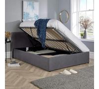Home Source Small Double 4 Ft Side Gas Lift Fabric Ottoman Storage Bed, Grey