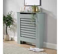 Home Source Small Radiator Cover Wooden MDF Wall Cabinet Shelf Slatted Grill in Grey Home Source Grey