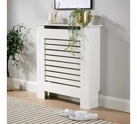 Home Source Small Radiator Cover Wooden MDF Wall Cabinet Shelf Slatted Grill in White Home Source White