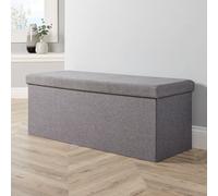 Home Source Sofia Extra Large Rectangular Folding Storage Box Ottoman Grey