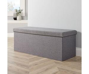 Home Source Sofia Extra Large Rectangular Folding Storage Box Ottoman Grey