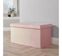 Home Source Large Folding Ottoman Chest Velvet Fabric Solid Storage Space Saving in Light Pink Home Source Light Pink