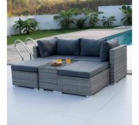 Home Source Solara Grey 5 Piece Modular Outdoor Garden Set Corner Chairs Padded Seats