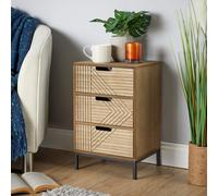 Home Source Solid Chest 3 Storage Drawers Geometric Design Clothing Organiser in Brown Home Source Brown