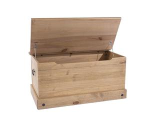 Home Source Solid Pine Wood Ottoman Storage Chest Bedding Box, Natural Finish
