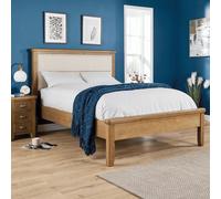 Home Source Solid Wood Double Bed Frame Wooden Slats Bedroom Furniture Smoked Oak in Brown Home Source Brown Double