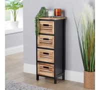 Home Source Solid Wooden Storage Chest 4 Drawers Organiser Rustic Fully Assembled in Jet Black Home Source Jet Black