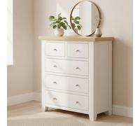 Home Source Solid Wooden Storage Chest 5 Drawer Bedroom Clothing Storage Organiser in White Home Source White