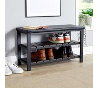 Home Source Spalding Black Metal Shoe Bench with Two Storage Shelves Home Source Black