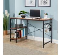 Home Source Stanton Computer Desk Dark Oak Adjustable Shelves Storage Hook Home Office Workstation