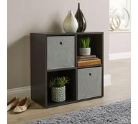 Home Source Storage Cube 4 Shelf Bookcase Wooden Display Unit Organiser Home in Black Home Source Black