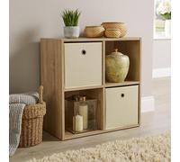 Home Source Storage Cube 4 Shelf Bookcase Wooden Display Unit Organiser Home in Light Oak Home Source Light Oak