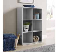 Home Source Storage Cube Shelves Bookcase Wooden Display Unit Fabric Drawers in Grey Home Source Grey