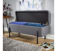 Oasis Fabric Storage Ottoman with Metal Legs Home Source Grey One Size