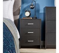 Home Source Stratford Chest of 3 Drawers Bedside Bedroom Storage Organiser in Black Home Source Black