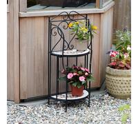 Home Source Sunflower Mosaic 2 Tier Garden Planter Metal Stand Black