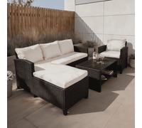 Home Source Trapani Rattan 4 Piece Black Outdoor Garden Furniture Chair Sofa Table Set