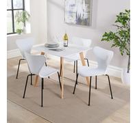 Home Source Trinity Dining Table And 4 White Penny Chairs