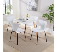 Home Source Trinity Dining Table And 4 White Penny Chairs