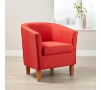 Home Source Tub Accent Chair - Fabric Armchair with Wooden Legs - Upholstered Single Sofa for Home, Office, Living Room - Padded Foam Seat (Orange)
