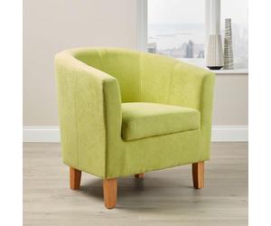 Home Source Tub Accent Chair - Fabric Armchair with Wooden Legs - Upholstered Single Sofa for Home, Office, Living Room - Padded Foam Seat (Green)