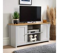 Home Source TV Media Stand 2 Storage Cupboards Storage Shelf Living Room Home in Grey Home Source Grey