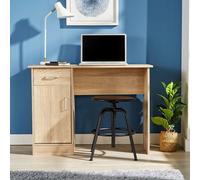 Home Source Tyler Oak Desk 1 Drawer 1 Door Computer Compact, Black