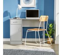 Home Source Tyler Desk 1 Drawer 1 Door Compact Computer Workstation Home Office in Grey Home Source Grey