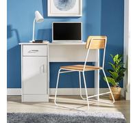Home Source Tyler Desk 1 Drawer 1 Door Compact Computer Workstation Home Office in White Home Source White