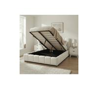 Home Source Bubble White Boucle Ottoman Storage Bed With Padded Headboard