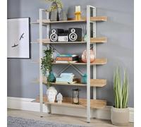 Home Source Urban Ladder 5 Tier Bookcase Shelving Storage Grey And Oak Effect
