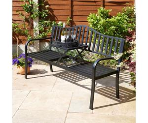 Home Source Valetta Outdoor Garden Patio Loveseat Bench Black