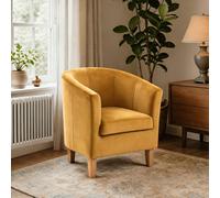 Home Source Velvet Fabric Tub Chair Armchair Living Room Modern Office Reception