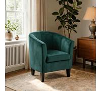 Home Source Velvet Fabric Tub Chair Armchair Living Room Modern Office Reception