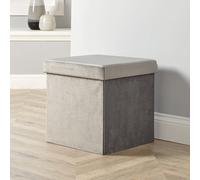 Home Source Velvet Grey Square Folding Storage Ottoman