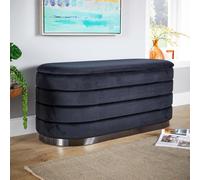 Velvet Black Storage Ottoman Storage Solution Bench Footstool Home Furniture