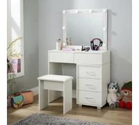 Dressing Table Vanity Makeup Desk Lighting Mirror Cushioned Stool