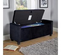 Home Source Verona Black Velvet Storage Box Ottoman