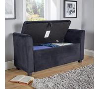 Home Source Verona Black Velvet Window Seat Storage Box Ottoman