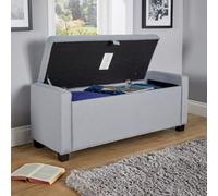 Home Source Verona Fabric Storage Ottoman Chest Grey