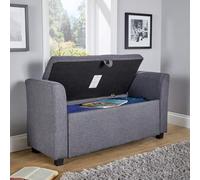 Home Source Verona Sleigh Style Window Bench Storage Seat Charcoal Grey