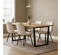 Home Source Vigo Solid Pine Dining Table And 4 Off White Ashford Chairs Set