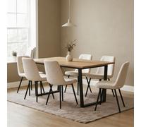 Home Source Vigo Solid Pine Dining Table And 6 Off White Ashford Chairs Set