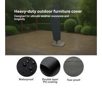 Home Source Waterproof Parasol Cover - Durable UV Resistant 130g PE Knitting Cloth with Drawstring Closure, Fits Large & Jumbo Parasols, Weatherproof Protection