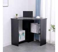 Home Source Wellington Compact Office Computer Corner Desk With Storage Shelves Black